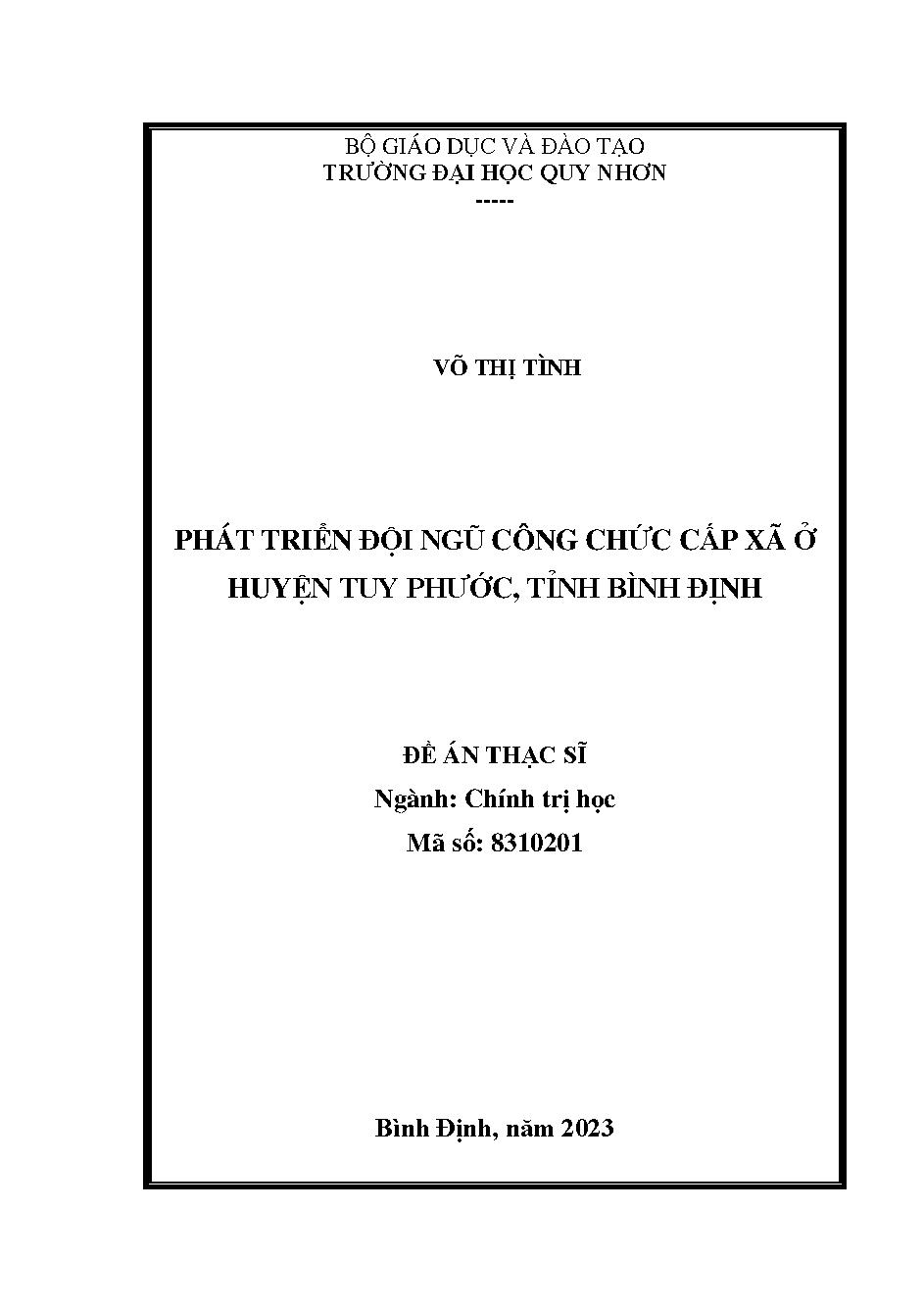 Phát triển đội ngũ công chức cấp xã ở huyện Tuy Phước, tỉnh Bình Định