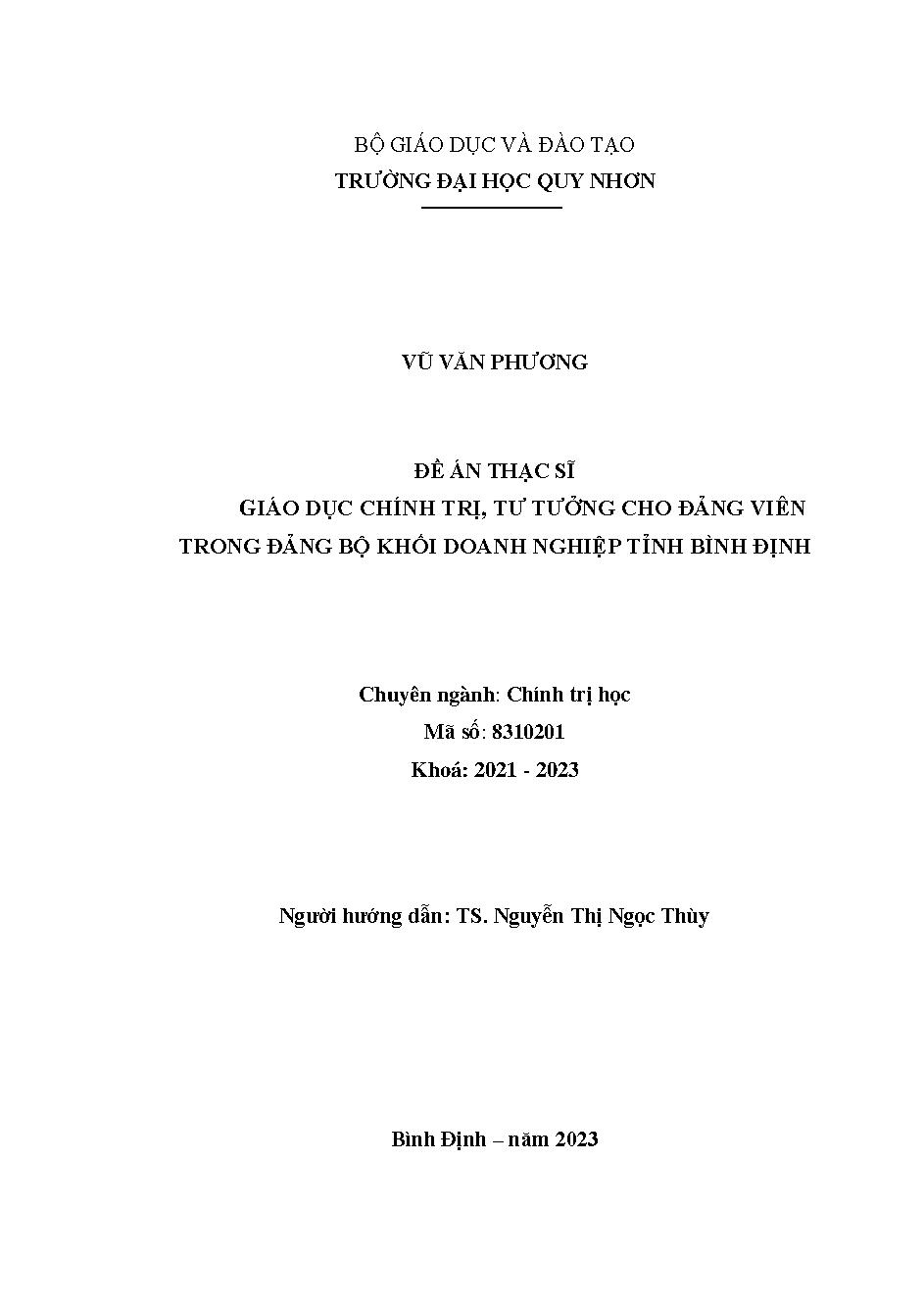 Giáo dục chính trị, tư tưởng cho Đảng viên trong Đảng bộ khối doanh nghiệp tỉnh Bình Định