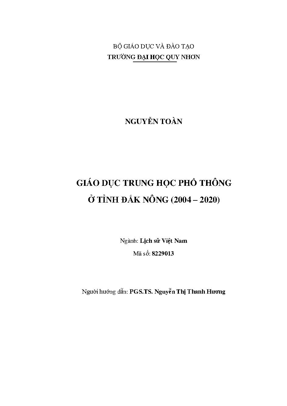 Giáo dục trung học phổ thông ở tỉnh Đắk Nông (2004 - 2020)