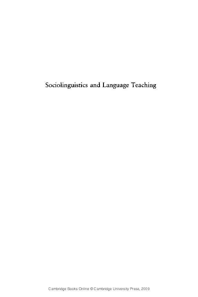 Sociolinguistics and language teaching