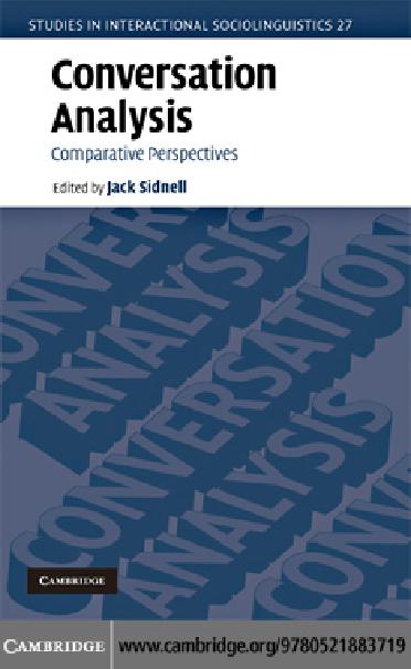Conversation analysis : Comparative perspectives