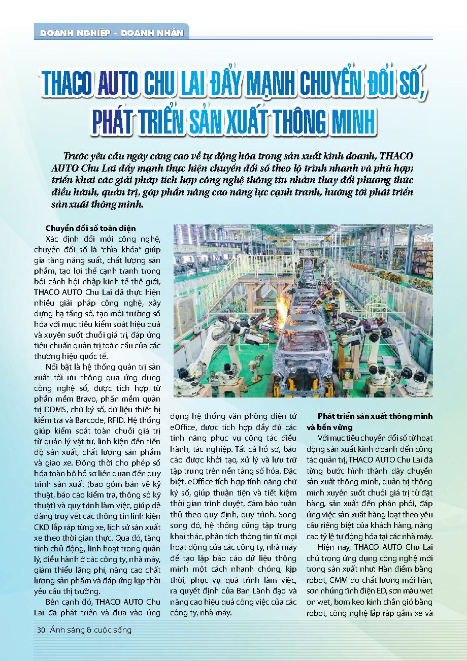THACO AUTO Chu Lai đẩy mạnh chuyển đổi số, phát triển sản xuất thông minh