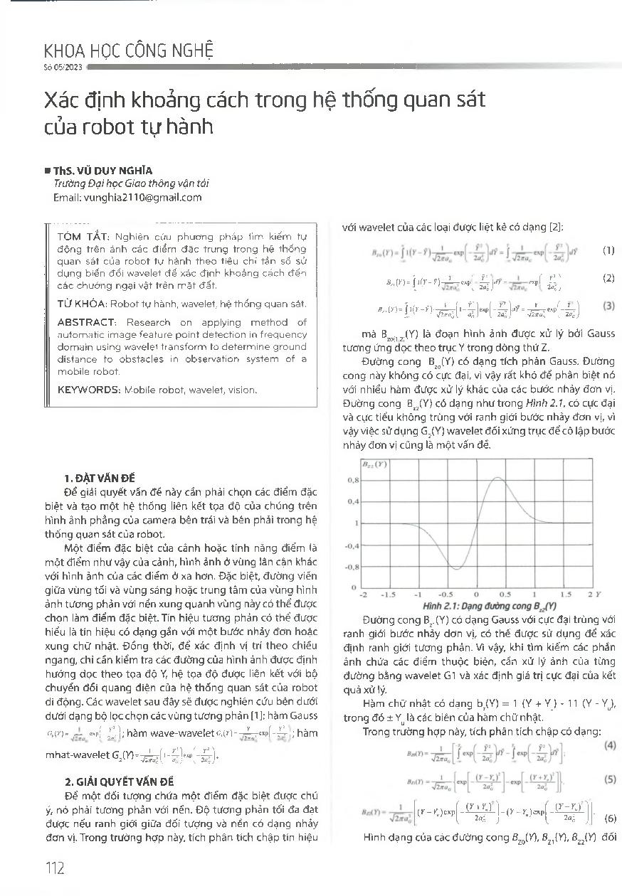 Xác định khoảng cách trong hệ thống quan sát của robot tự hành = Distance determination in the technical vision system of a mobile robot