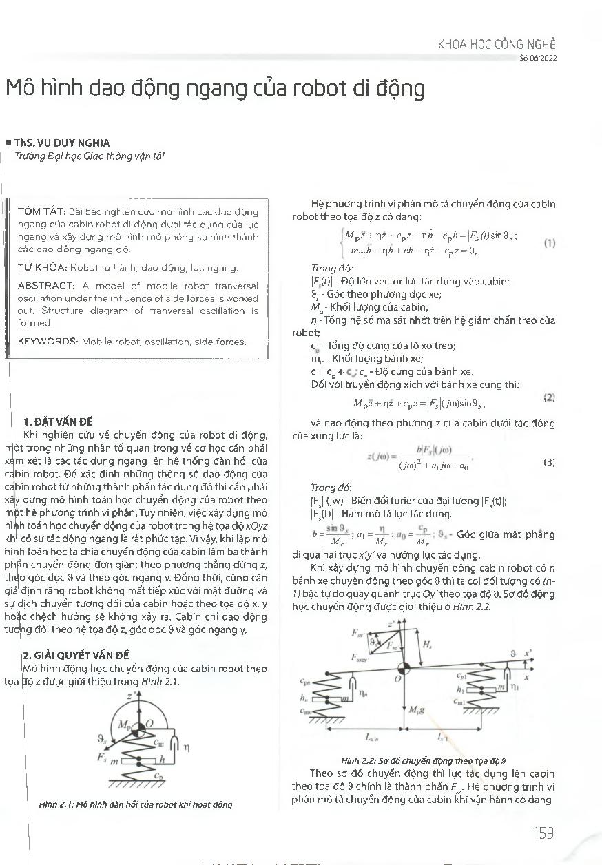 Mô hình dao động ngang của robot di động = Transversal ocsillation model of mobile robots