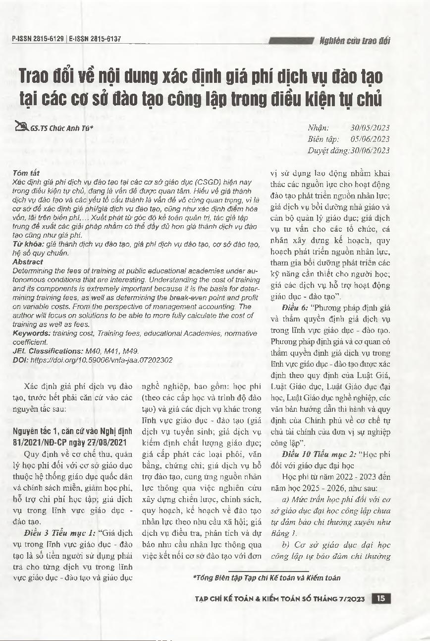 Trao đổi về nội dung xác định giá phí dịch vụ đào tạo tại các cơ sở đào tạo công lập trong điều kiện tự chủ
