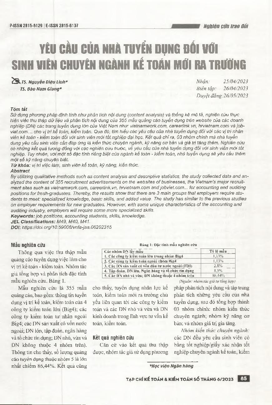 Yêu cầu của nhà tuyển dụng đối với sinh viên chuyên ngành kế toán mới ra trường