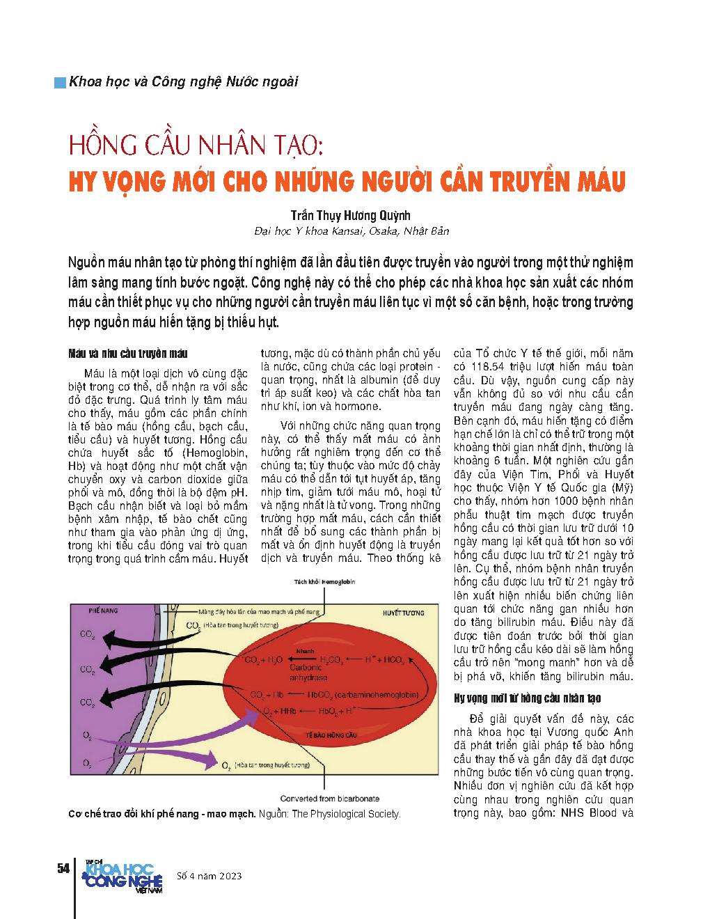 Hồng cầu nhân tạo: hy vọng mới cho những người cần truyền máu