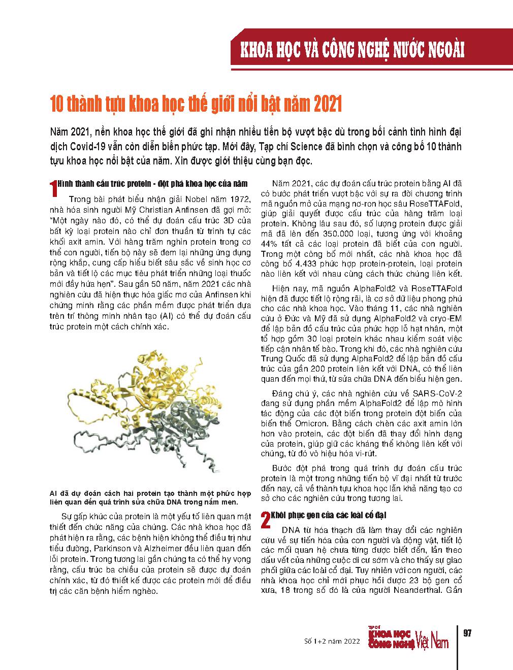 10 thành tựu khoa học thế giới nổi bật năm 2021