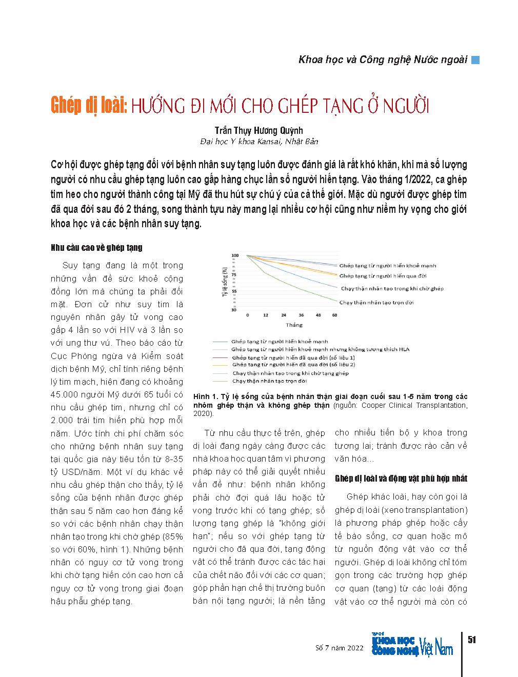Ghép dị loài: Hướng đi mới cho ghép tạng ở người = Heterozygous transplantation: A new direction for human organ transplantation
