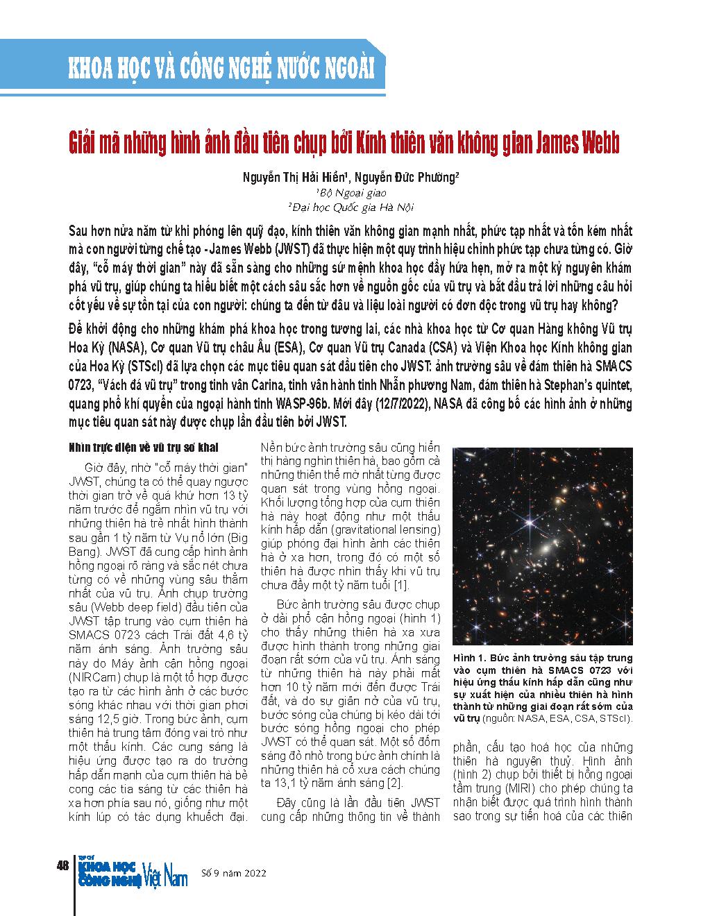 Giải mã những hình ảnh đầu tiên chụp bởi Kính thiên văn không gian James Webb = Decoding the first images taken by the James Webb Space Telescope