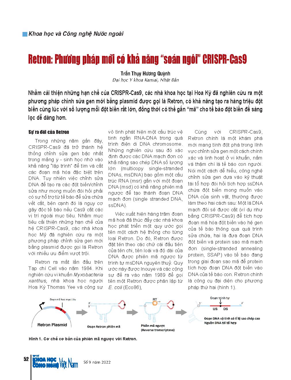 Retron: Phương pháp mới có khả năng “soán ngôi” CRISPR-Cas9 = Retron: A new method has the ability to "usurp" CRISPR-Cas9