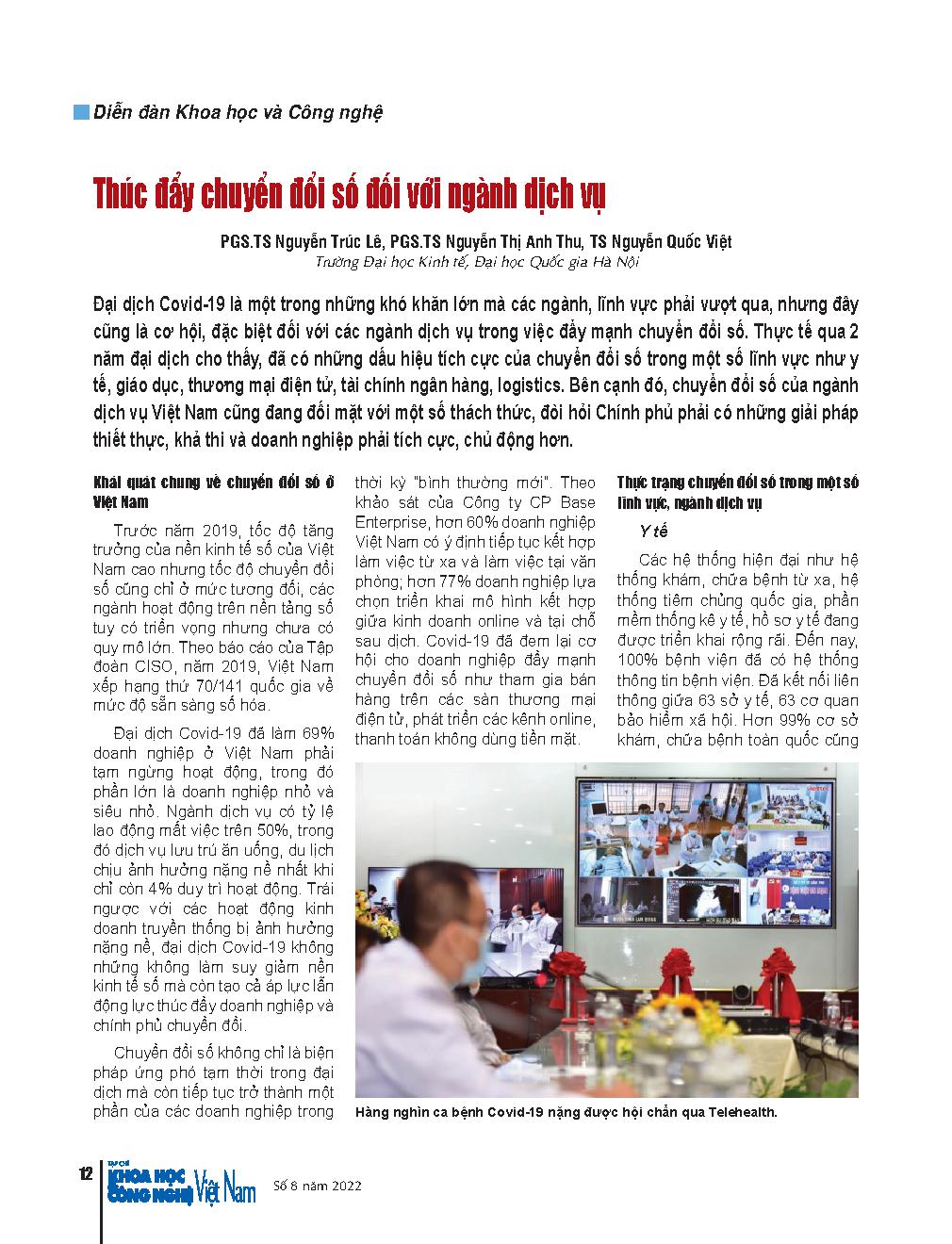 Thúc đẩy chuyển đổi số đối với ngành dịch vụ = Promoting digital transformation for the service industry
