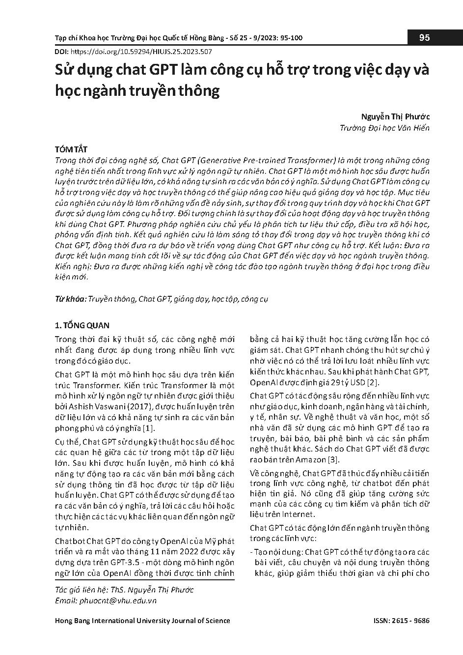 Sử dụng chat GPT làm công cụ hỗ trợ trong việc dạy và học ngành truyền thông