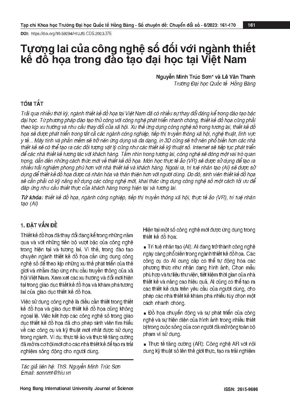 Tương lai của công nghệ số đối với ngành thiết kế Đồ họa trong đào tạo Đại học tại Việt Nam = The future of digital technology for graphic design in higher education in Vietnam