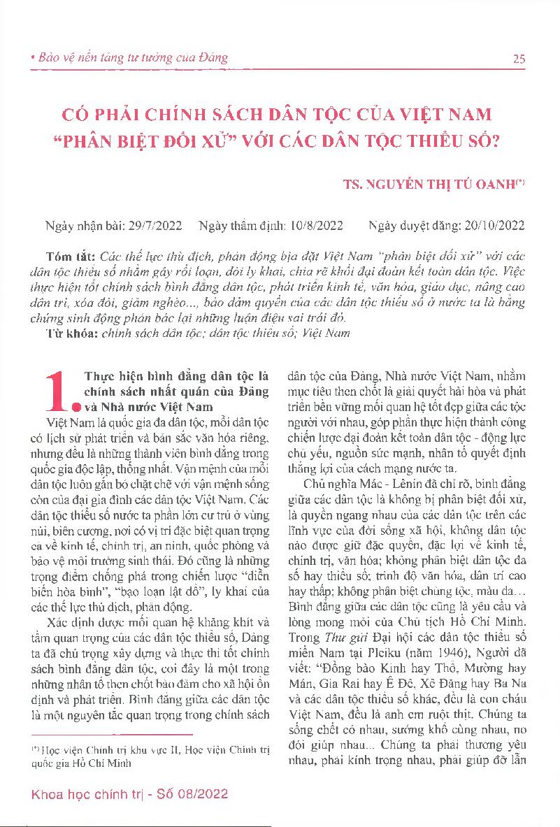 Có phải chính sách dân tộc của Việt Nam “phân biệt đối xử” với các dân tộc thiểu số?