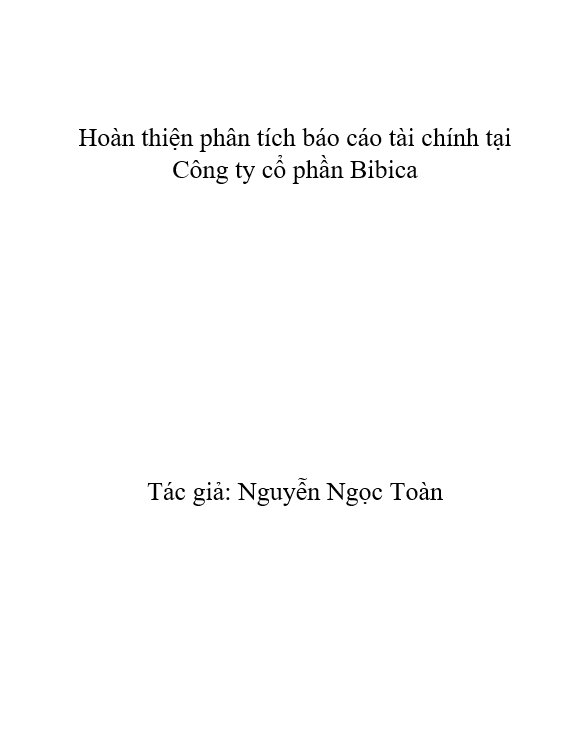 Hoàn thiện phân tích báo cáo tài chính tại Công ty cổ phần Bibica