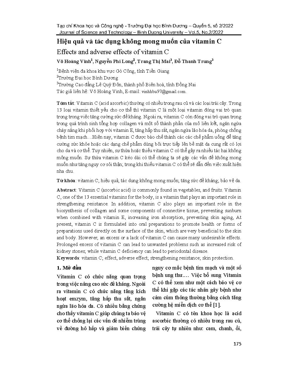 Hiệu quả và tác dụng không mong muốn của vitamin C = Effects and adverse effects of vitamin C