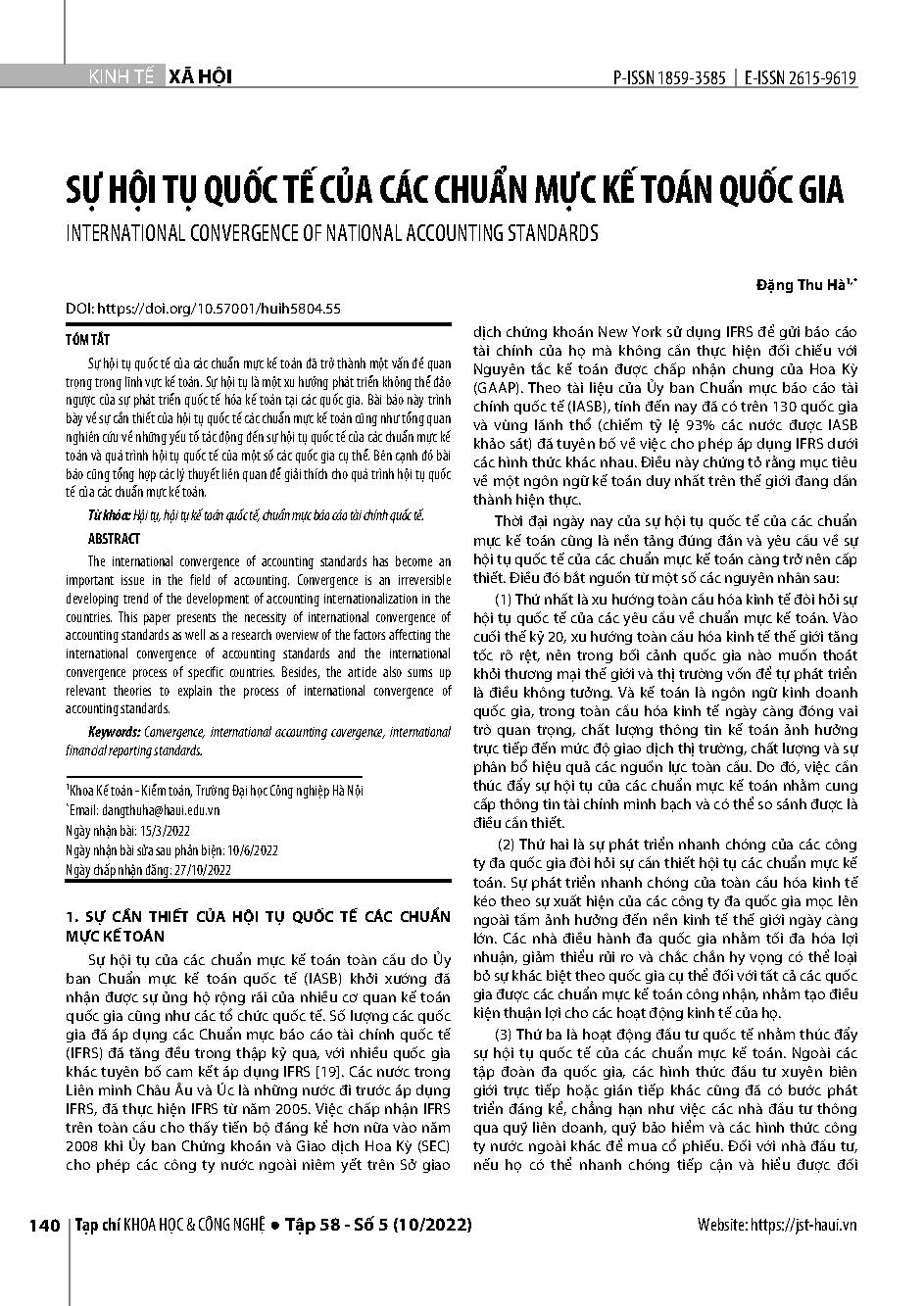 Sự hội tụ quốc tế của các chuẩn mực kế toán quốc gia = International convergence of national accounting standards