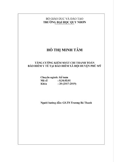 Tăng cường kiểm soát chi thanh toán Bảo hiểm y tế tại Bảo hiểm xã hội huyện Phù Mỹ