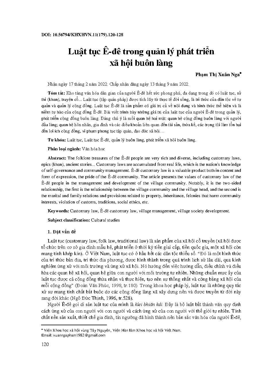 Luật tục Ê-đê trong quản lý phát triển xã hội buôn làng = Ede customary law in village social development management