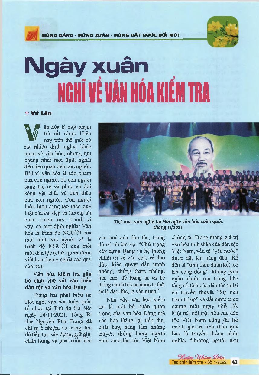 Ngày Xuân nghĩ vế văn hóa kiểm tra