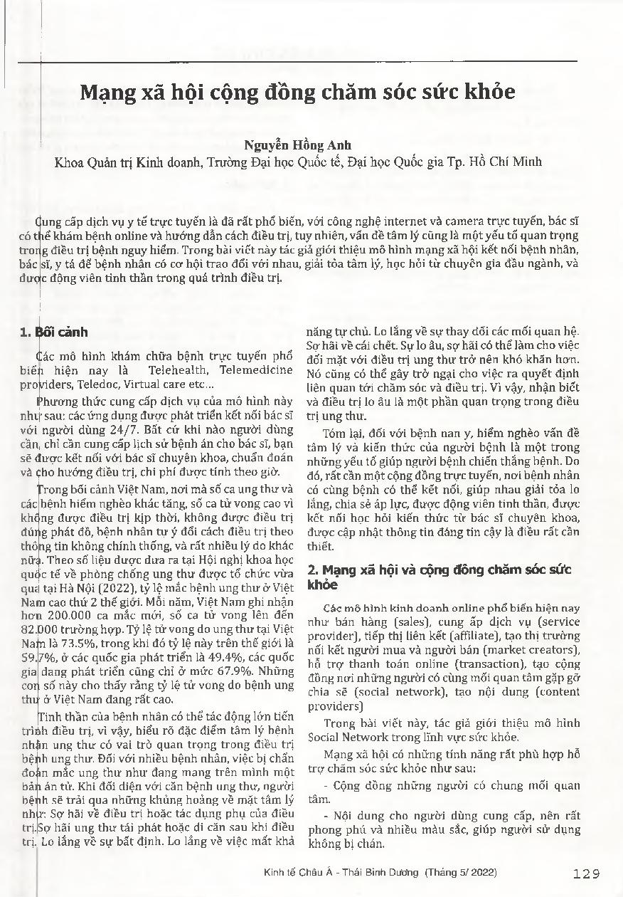 Mạng xã hội cộng đồng chăm sóc sức khỏe