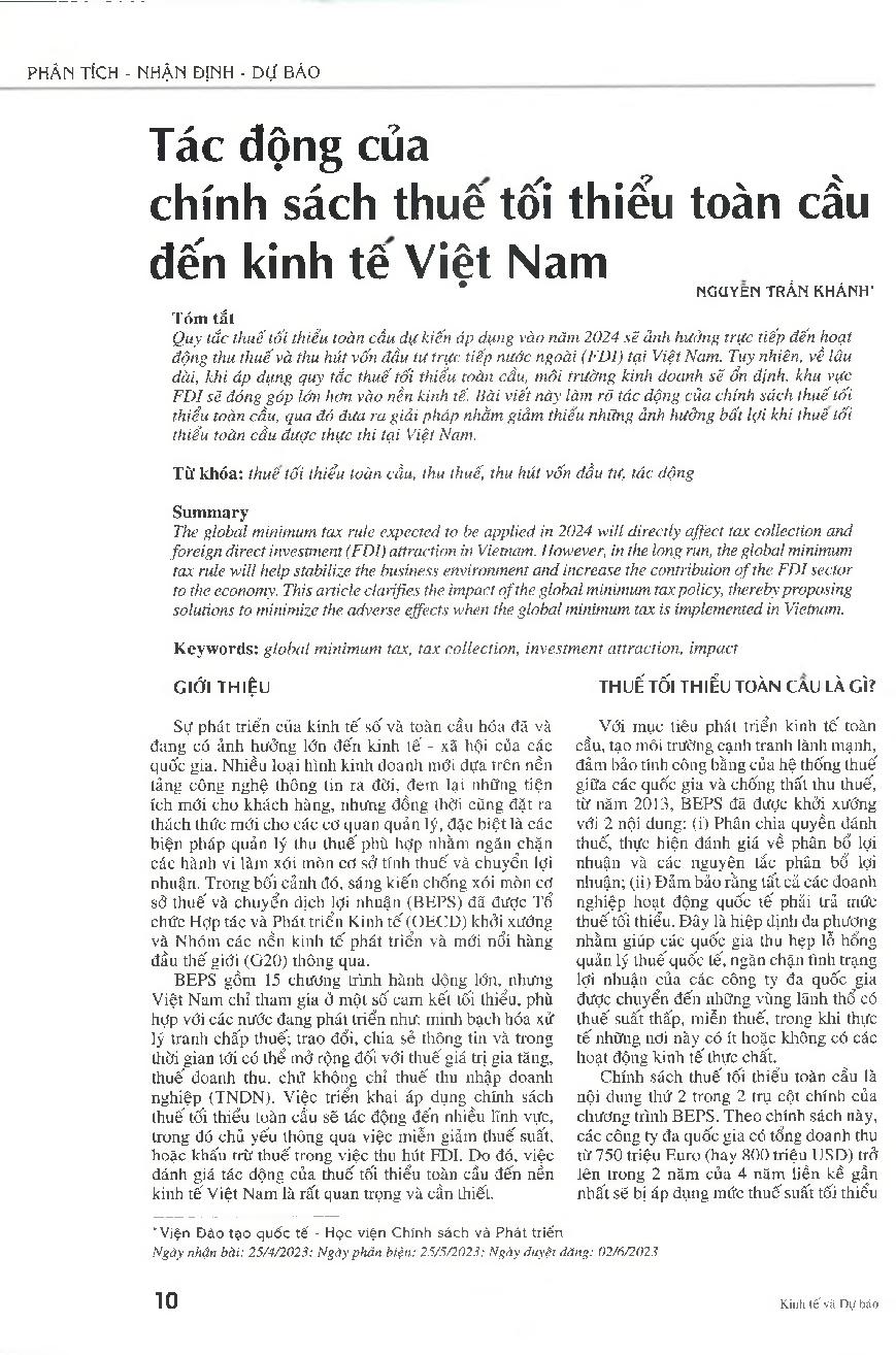 Tác động của chính sách thuế tối thiểu toàn cầu đến kinh tế Việt Nam