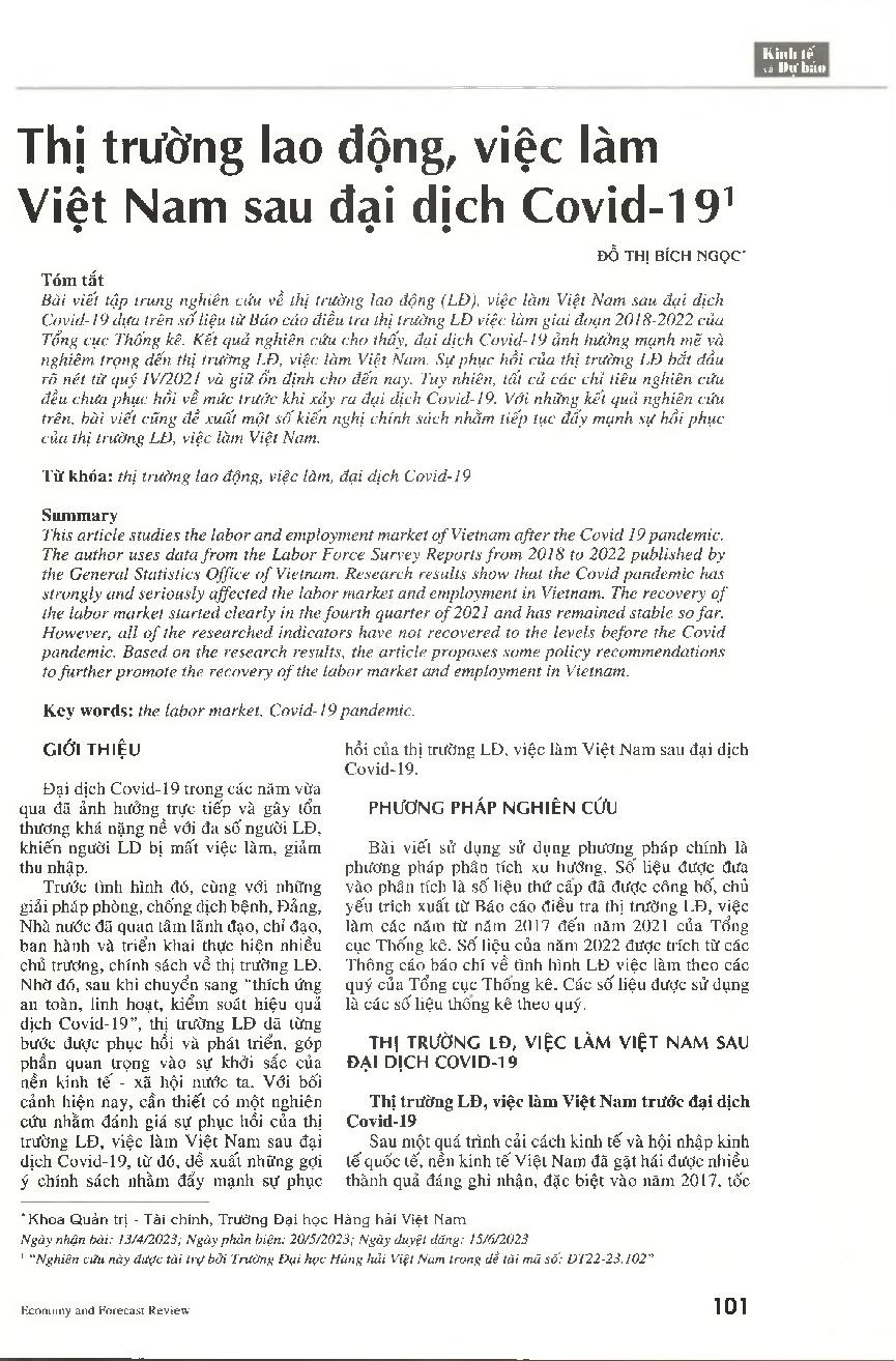 Thị trường lao động, việc làm Việt Nam sau đại dịch Covid-19