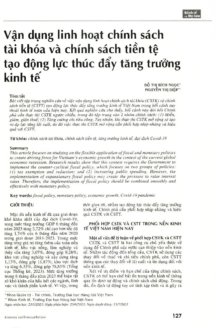 Vận dụng linh hoạt chính sách tài khóa và chính sách tiền tệ tạo động lực thúc đẩy tặng trưởng kinh tế