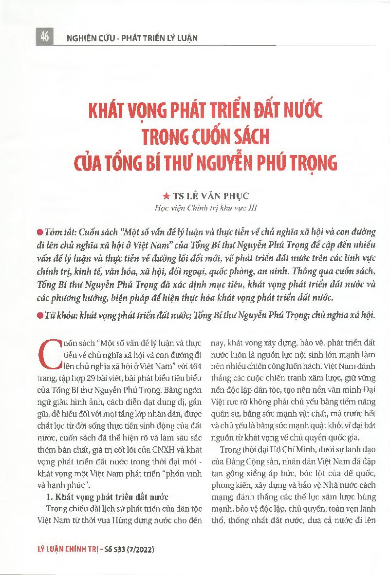 Khát vọng phát triển đất nước trong cuốn sách của Tổng Bí thư Nguyễn Phú Trọng