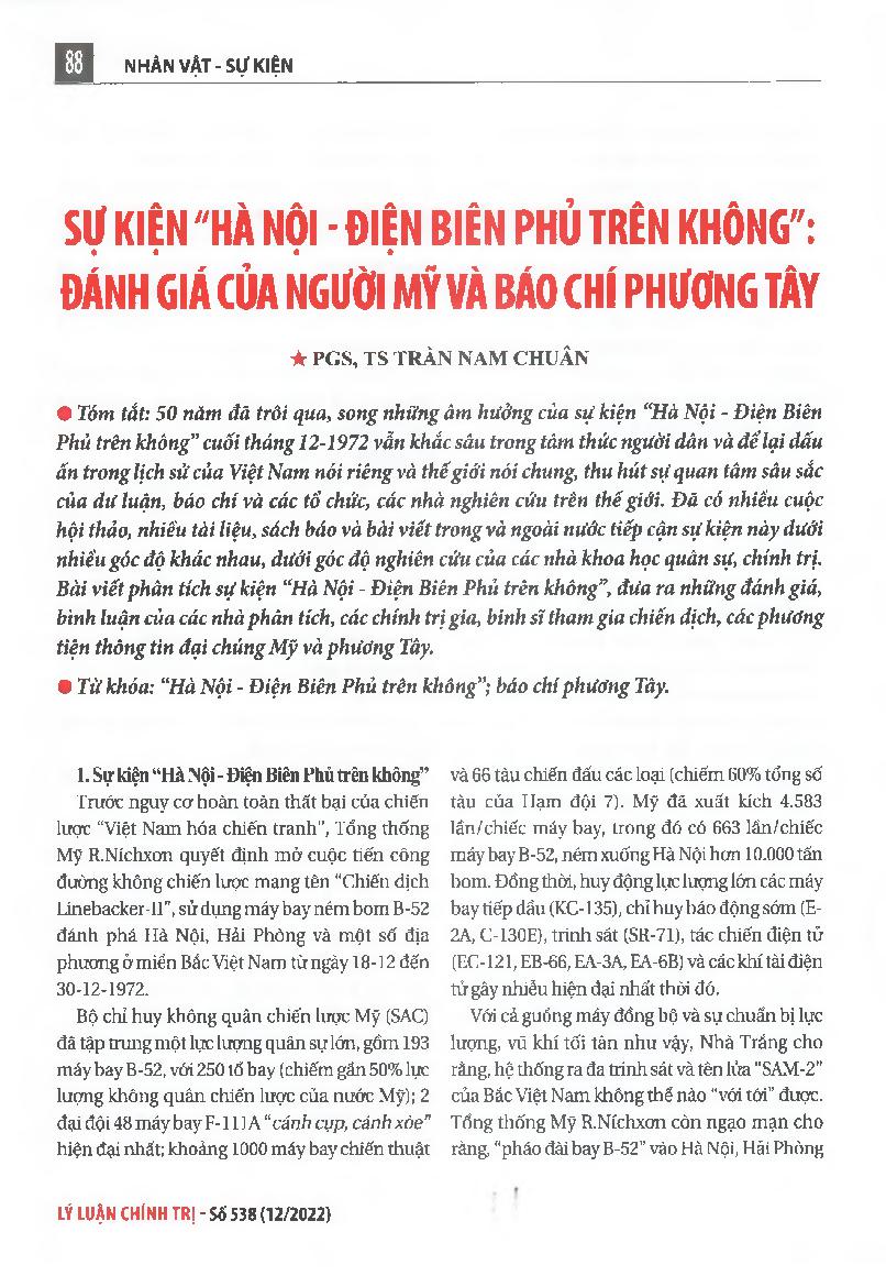 Sự kiện “Hà Nội - Điện Biên Phủ trên không”: Đánh giá của người Mỹ và báo chí phương Tây
