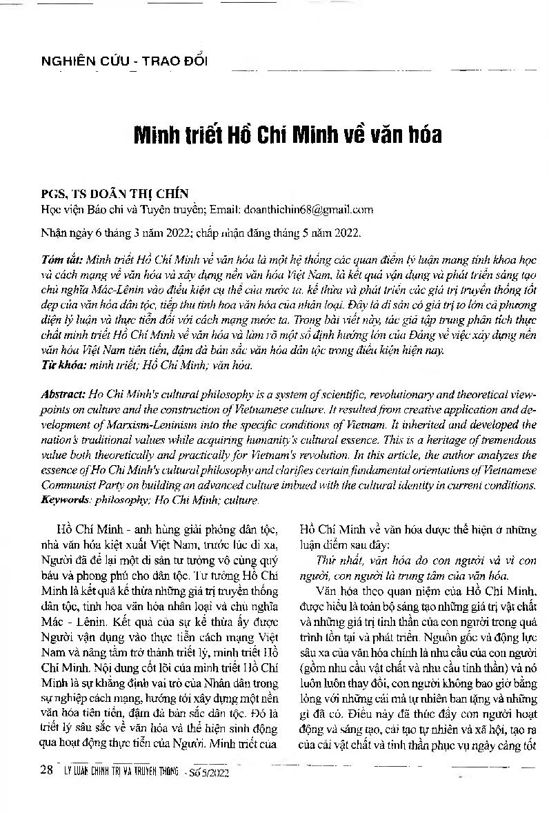 Minh triết Hồ Chí Minh vê&#39; văn hóa = Ho Chi Minh&#39;s cultural philosophy