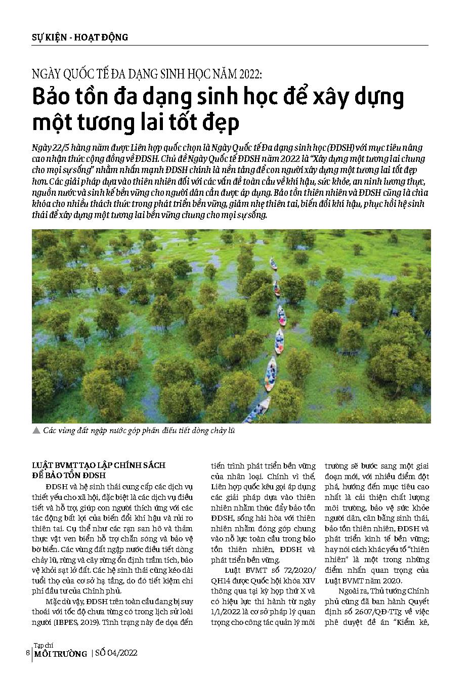 Bảo tồn đa dạng sinh học để xây dựng một tương lai tốt đẹp