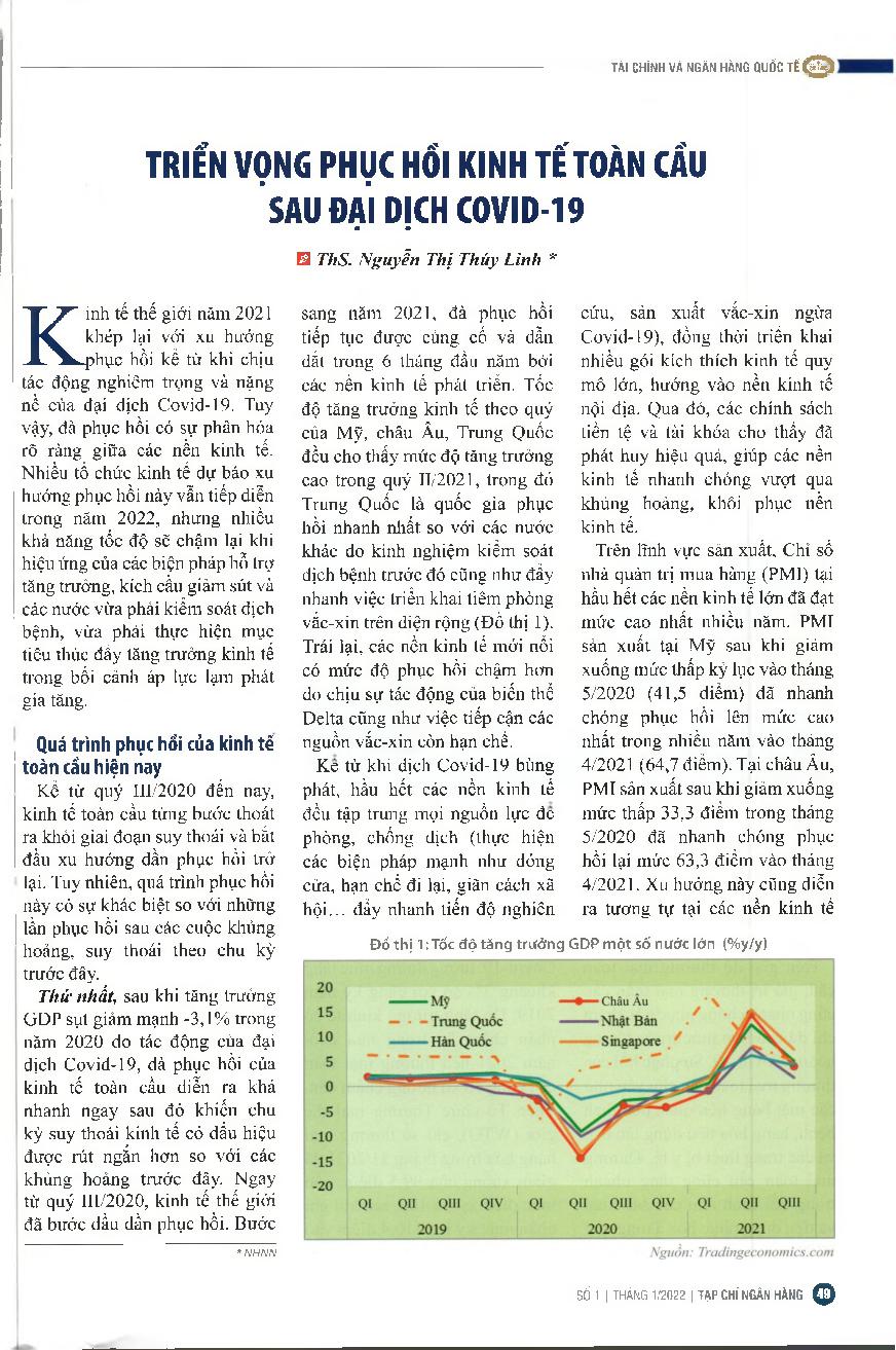 Triển vọng phục hồi kinh tế toàn cầu sau đại dịch Covid-19 = Outlook for global economic recovery after the Covid-19 pandemic