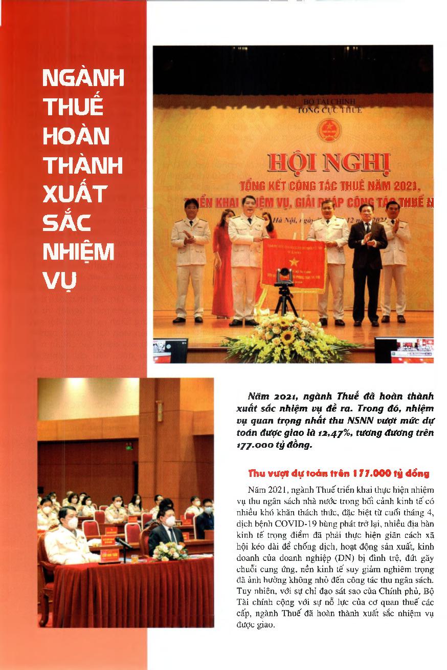 Ngành Thuế hoàn thành xuất sắc nhiệm vụ = The Tax Department has successfully completed the task