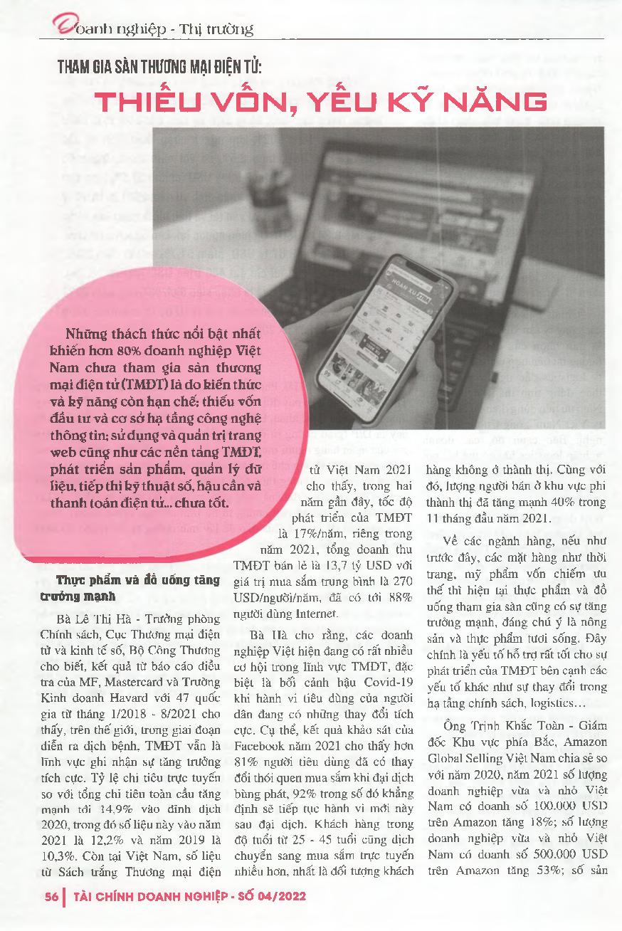 Tham gia sàn thương mại điện tử: Thiếu vốn, yếu kỹ năng = Joining an e-commerce platform: Lack of capital, weak skills