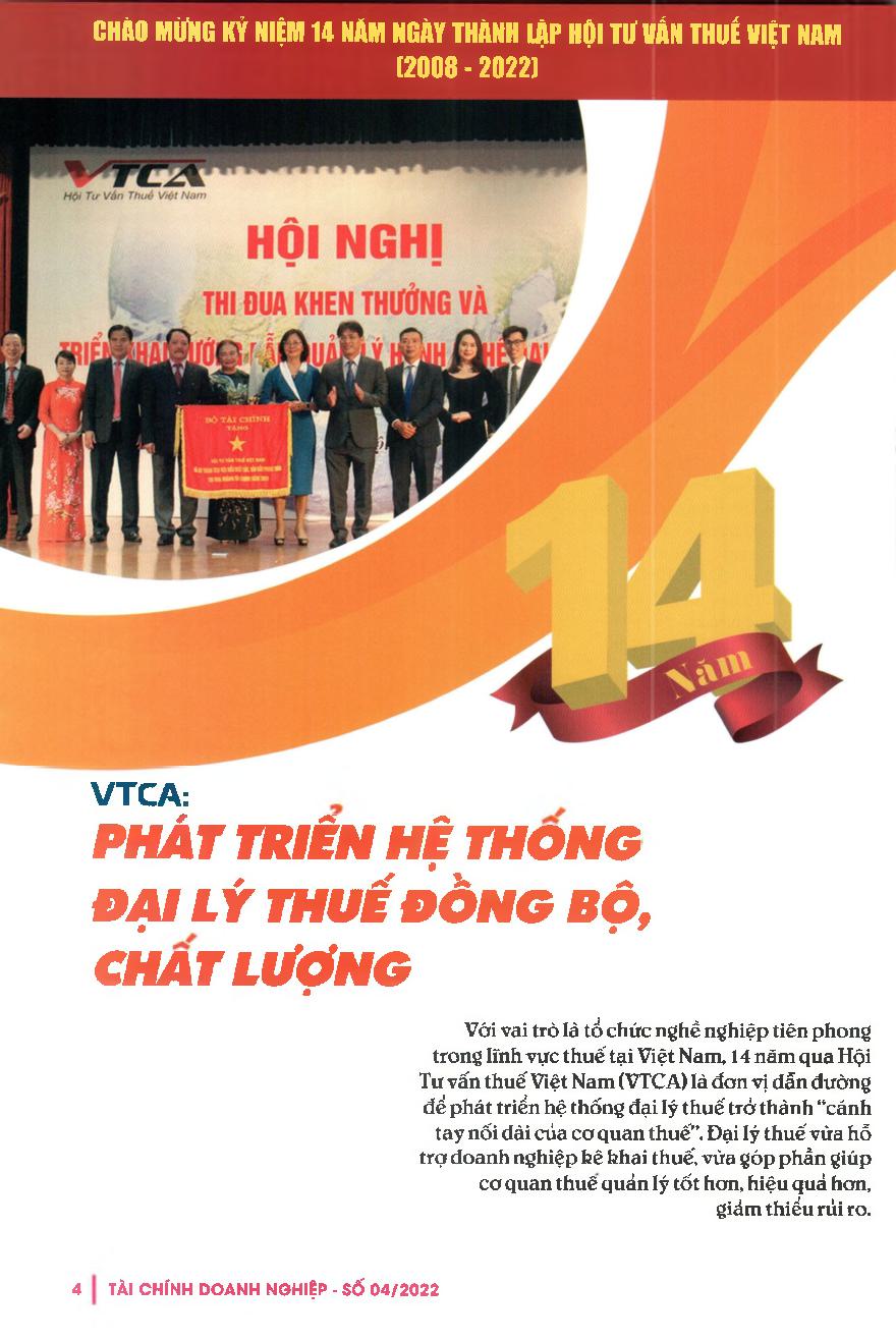 VTCA: Phát triển hệ thống đại lý thuế đồng bộ, chất lượng = VTCA: Synchronize agent tax system development, quality