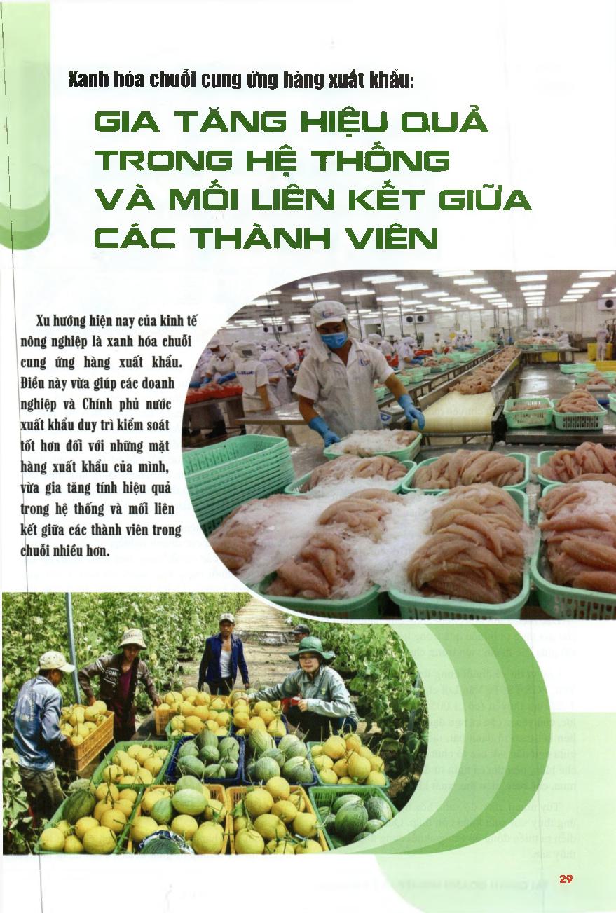Xanh hóa chuỗi cung ứng hàng xuất khẩu: Gia tăng hiệu quả trong hệ thống và mối liên kết giữa các thành viên = Greening the export supply chain: Increasing efficiency in the system and the connection between members