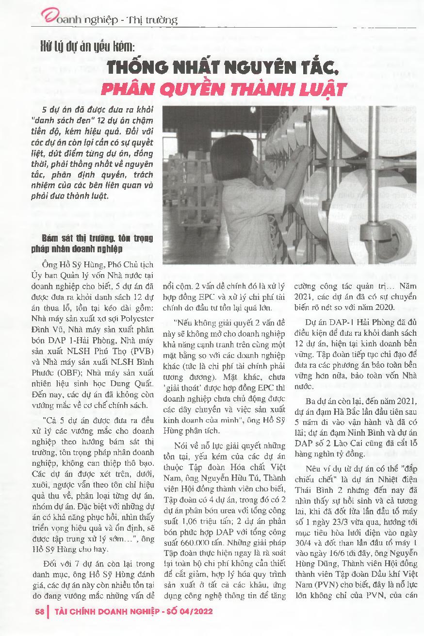 Xử lý dự án yếu kém: Thống nhất nguyên tắc, phân quyền thành luật = Poor project handling: Unifying principles, decentralizing authority into law