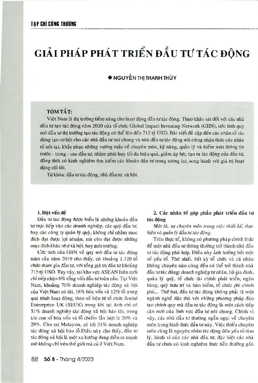 Giải pháp phát triển đầu tư tác động