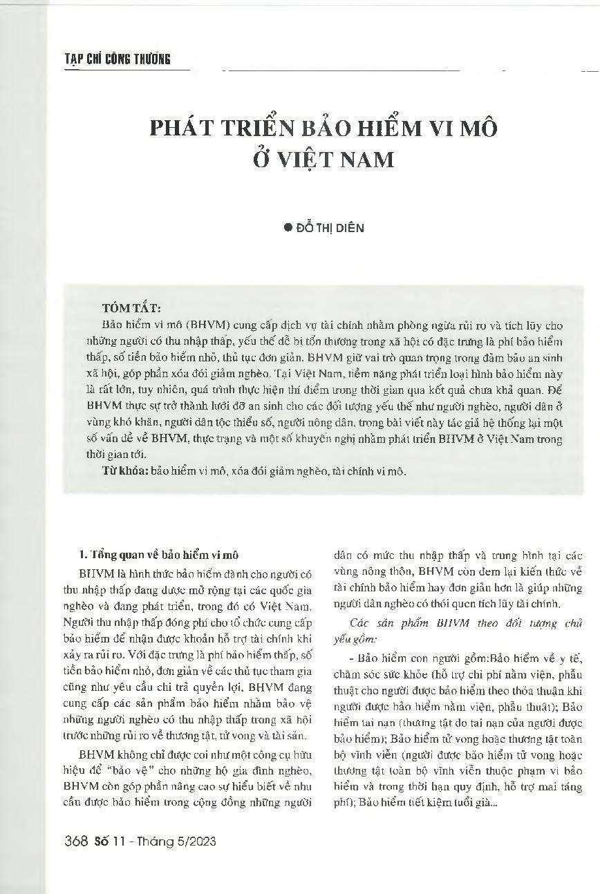Phát triển bảo hiểm vi mô ở Việt Nam