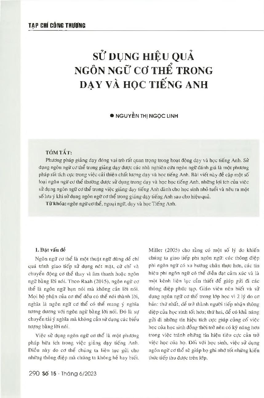 Sử dụng hiệu quả ngôn ngữ cơ thể trong dạy và học tiếng Anh