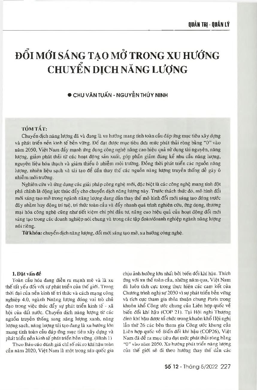 Đổi mới sáng tạo mở trong xu hướng chuyển dịch năng lượng = Open innovation in the energy transition