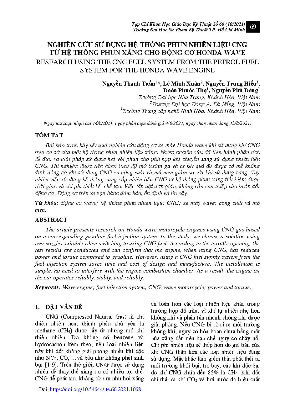 Nghiên cứu sử dụng hệ thống phun nhiên liệu CNG từ hệ thống phun xăng cho động cơ honda wave