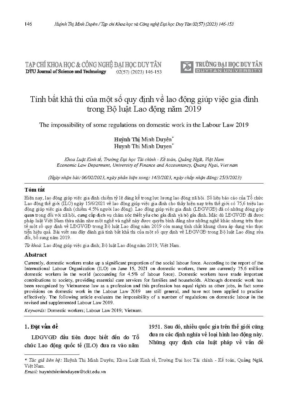 Tính bất khả thi của một số quy định về lao động giúp việc gia đình trong Bộ luật Lao động năm 2019
