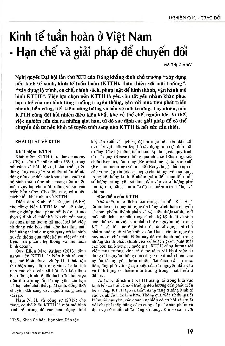 Kinh tế tuần hoàn ở Việt Nam - Hạn chế và giải pháp để chuyển đổi