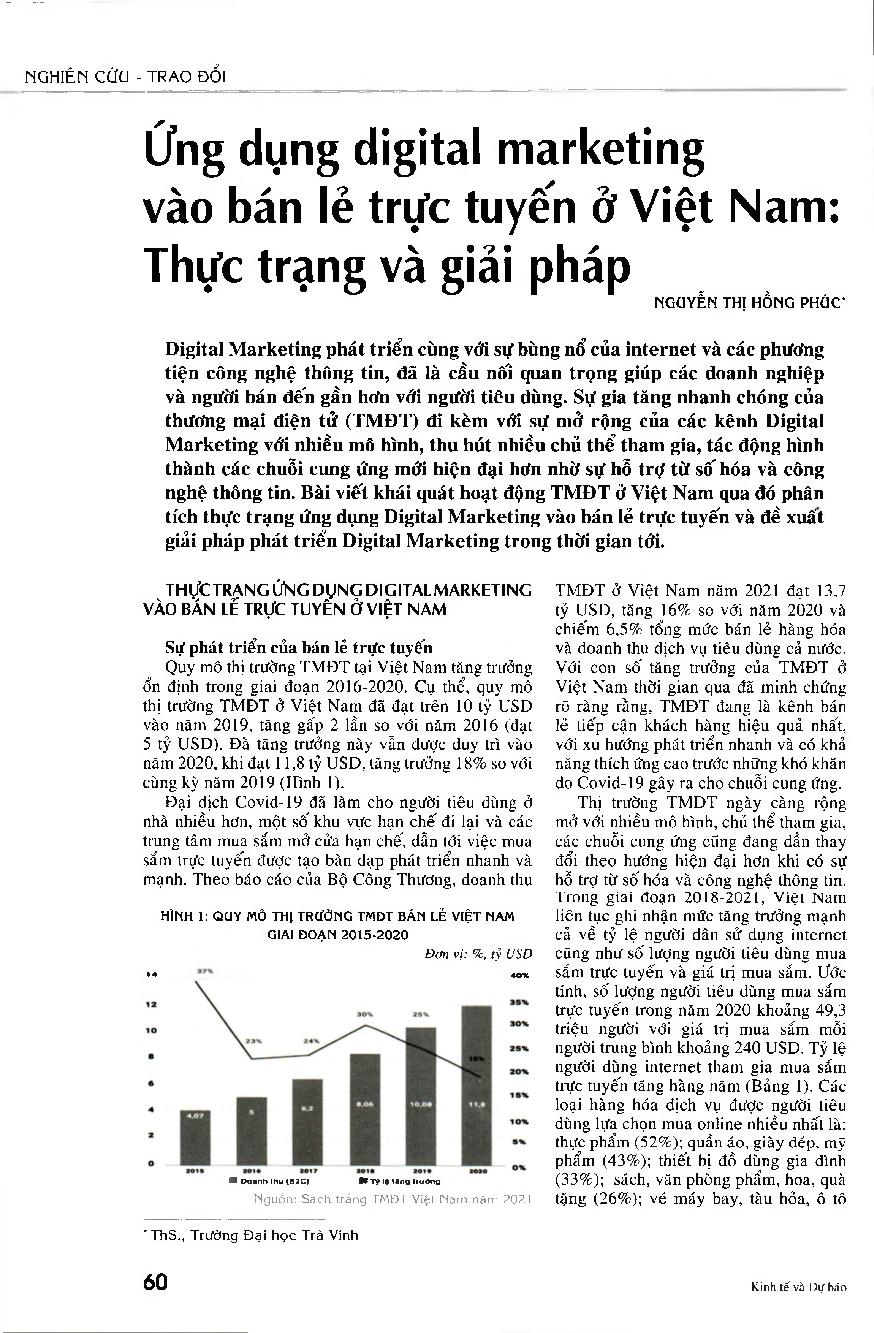 Ứng dụng digital marketing vào bán lẻ trực tuyến ở Việt Nam: Thực trạng và giải pháp