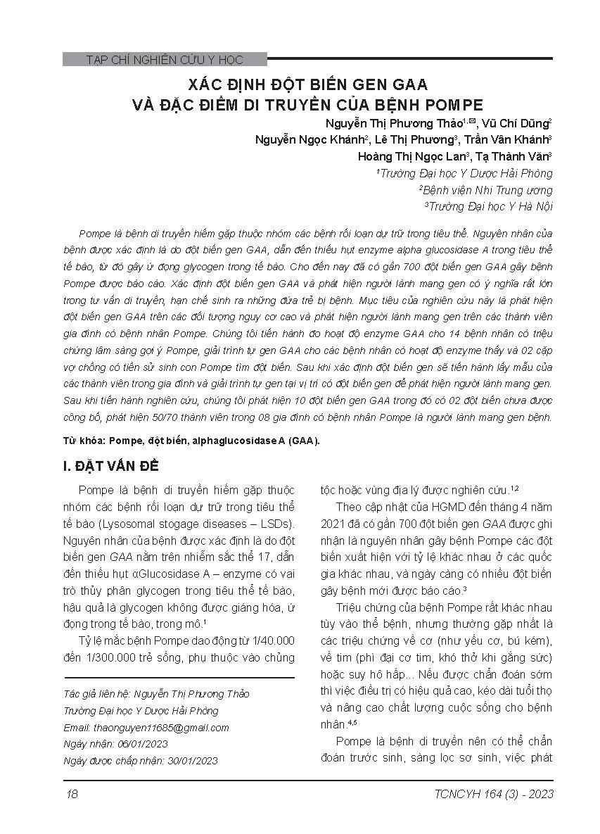 Xác định đột biến gen GAA và đặc điểm di truyền của bệnh Pompe
