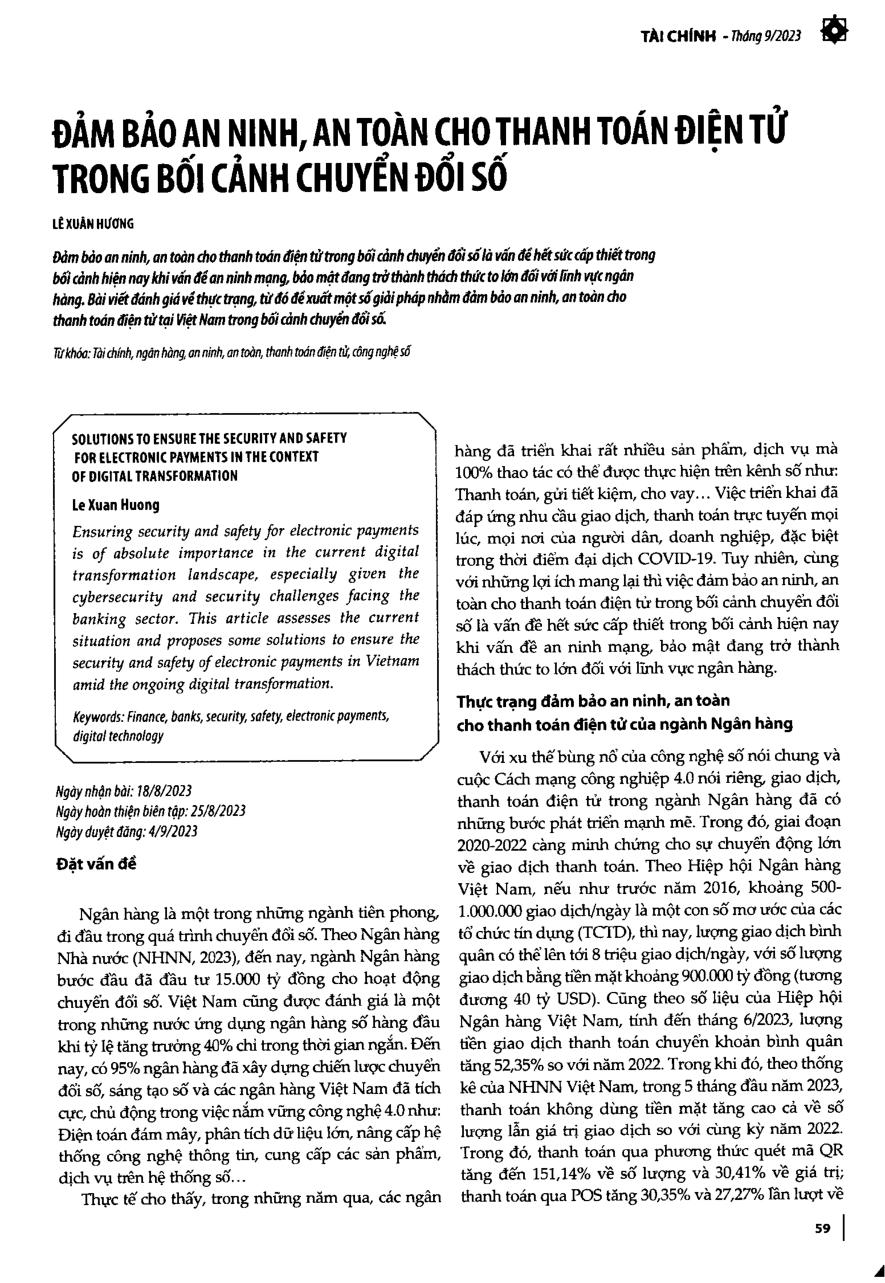 Đảm bảo an ninh, an toàn cho thanh toán điện tử trong bối cảnh chuyển đổi số