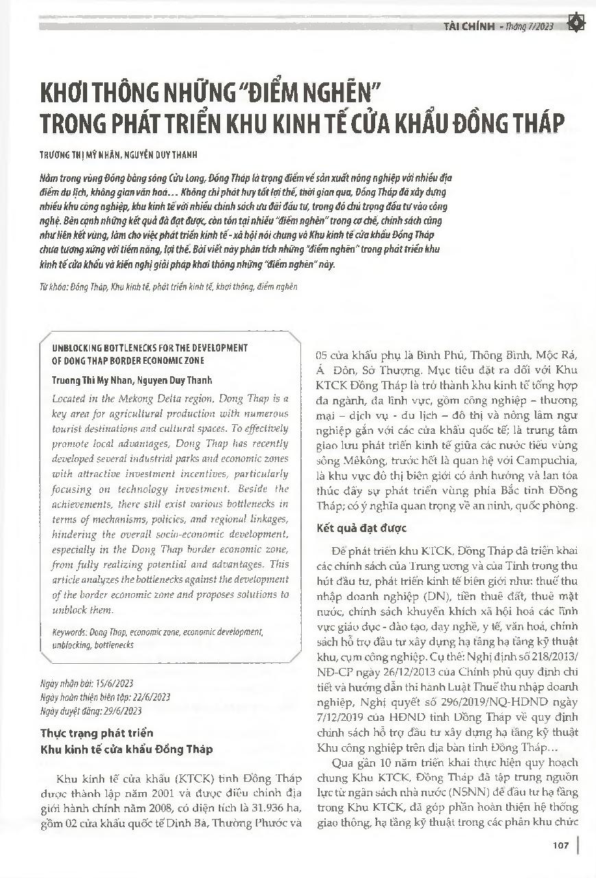 Khơi thông những "điểm nghẽn" trong phát triển Khu kinh tế cửa khẩu Đồng Tháp